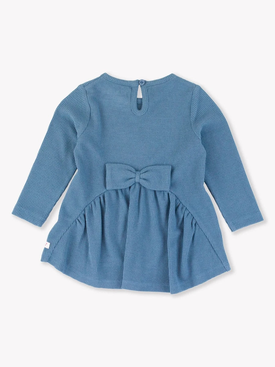 Waffle Knit Long Sleeve Bow Back Top