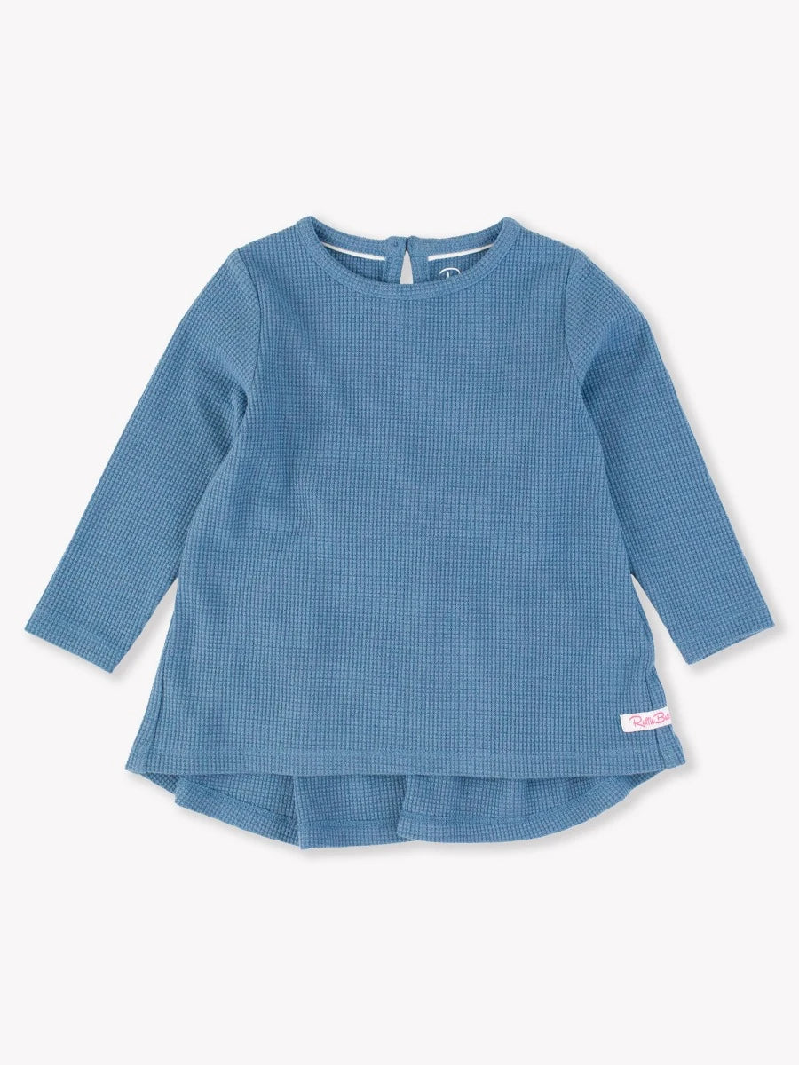 Waffle Knit Long Sleeve Bow Back Top