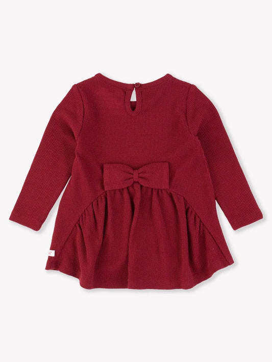 Waffle Knit Long Sleeve Bow Back Top