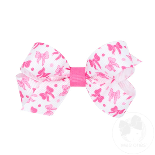 Bow Print Grosgrain Hair Bow