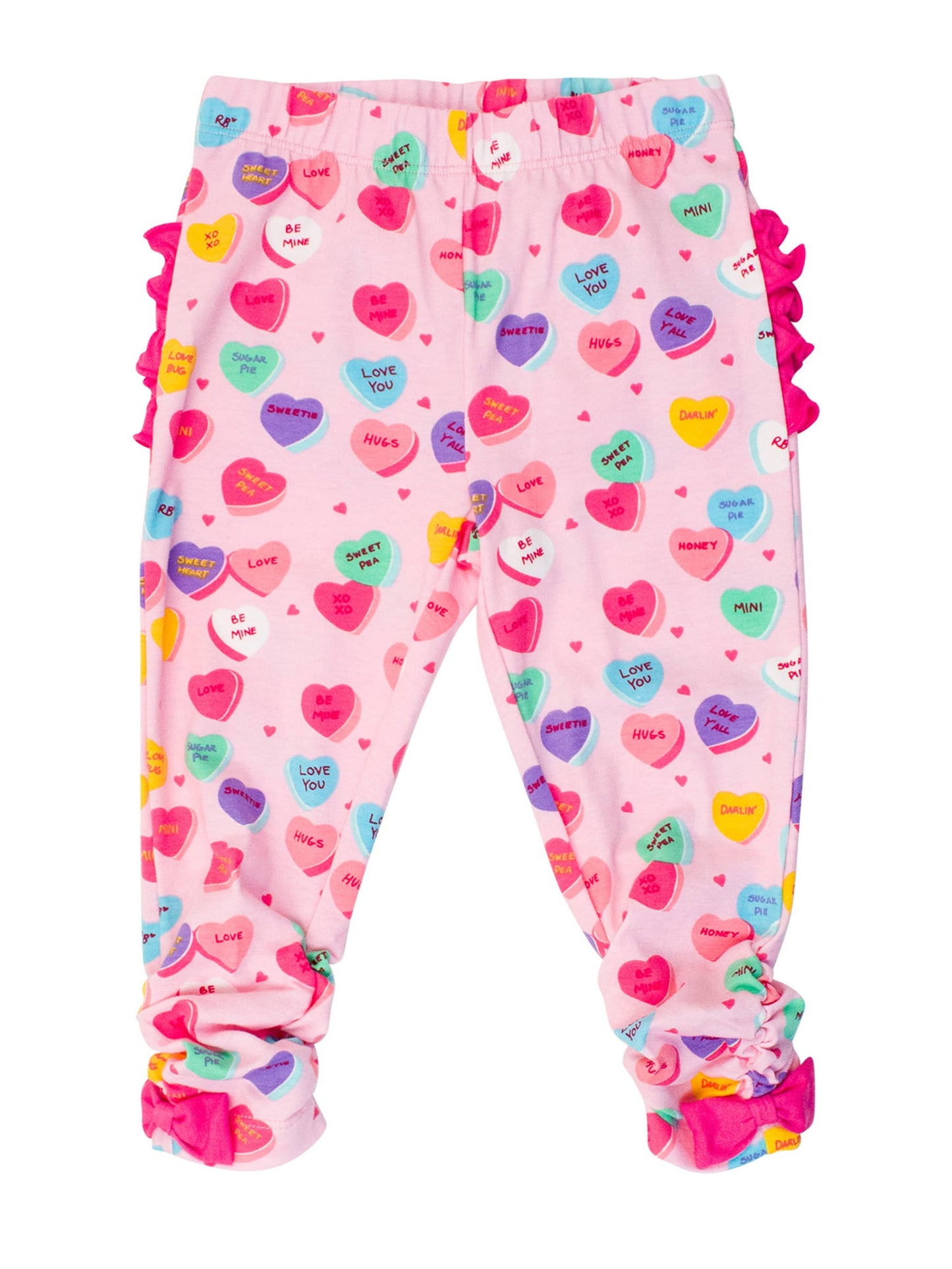 Baby Girls Be My Valentine Ruched Bow Leggings