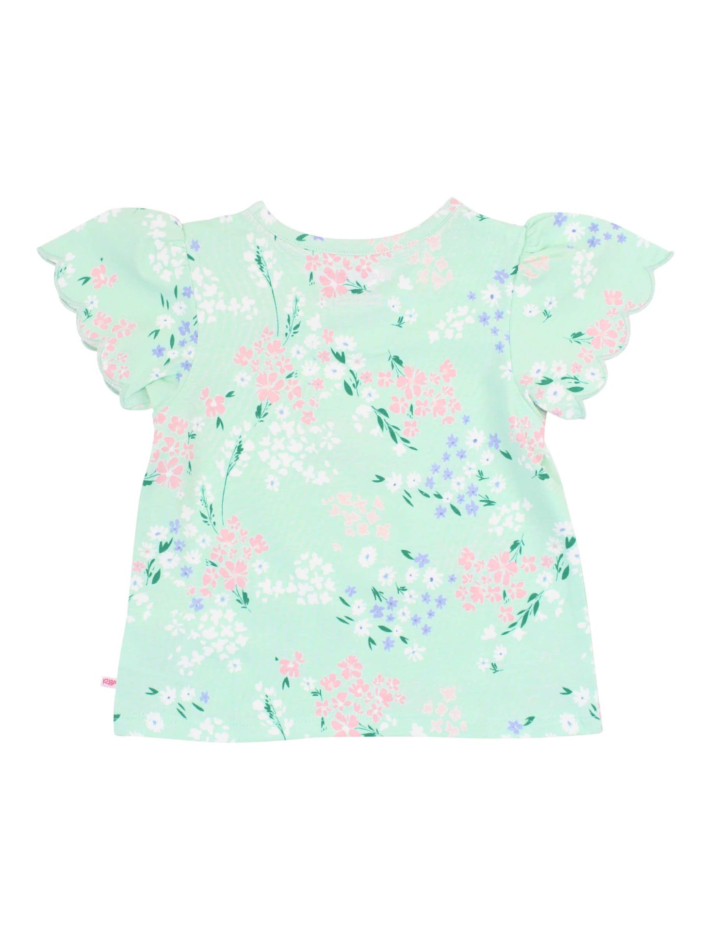 Girls Mint Meadow Floral Knit Short Sleeve Scallop Tee