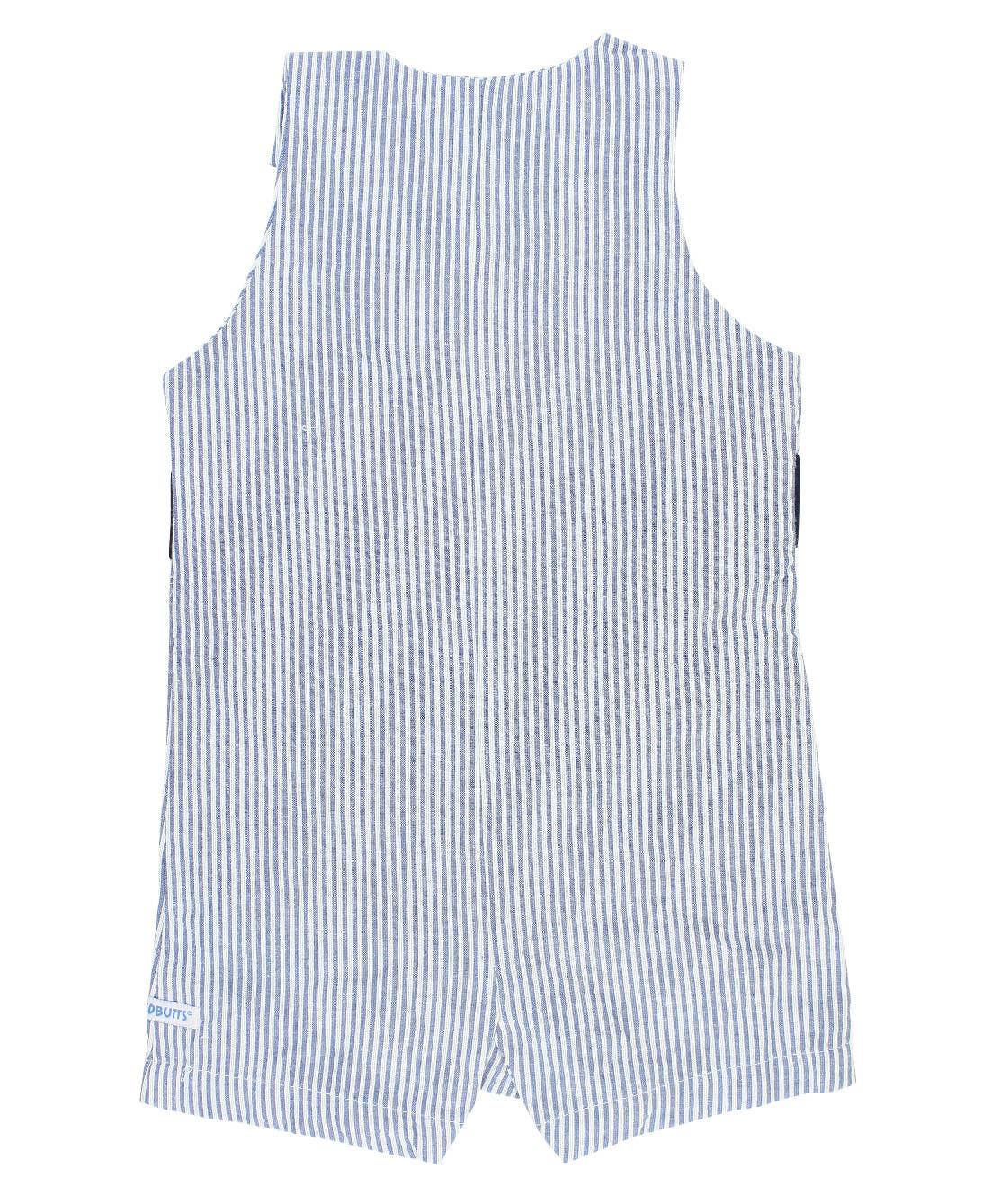 Baby Boys Blue Seersucker Classic Jon Jon Romper
