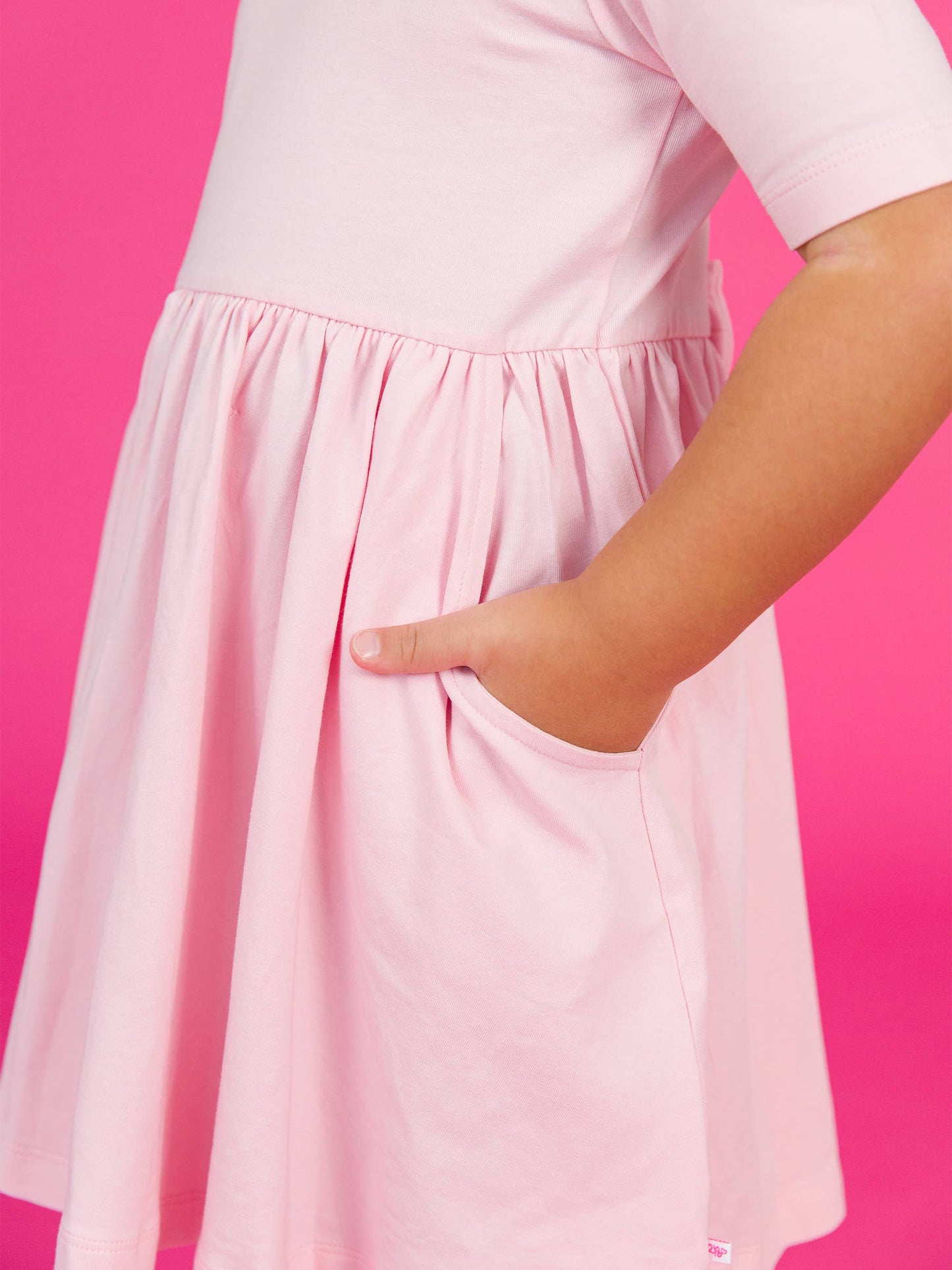 Girls Pink Short Sleeve Knit Twirl Dress