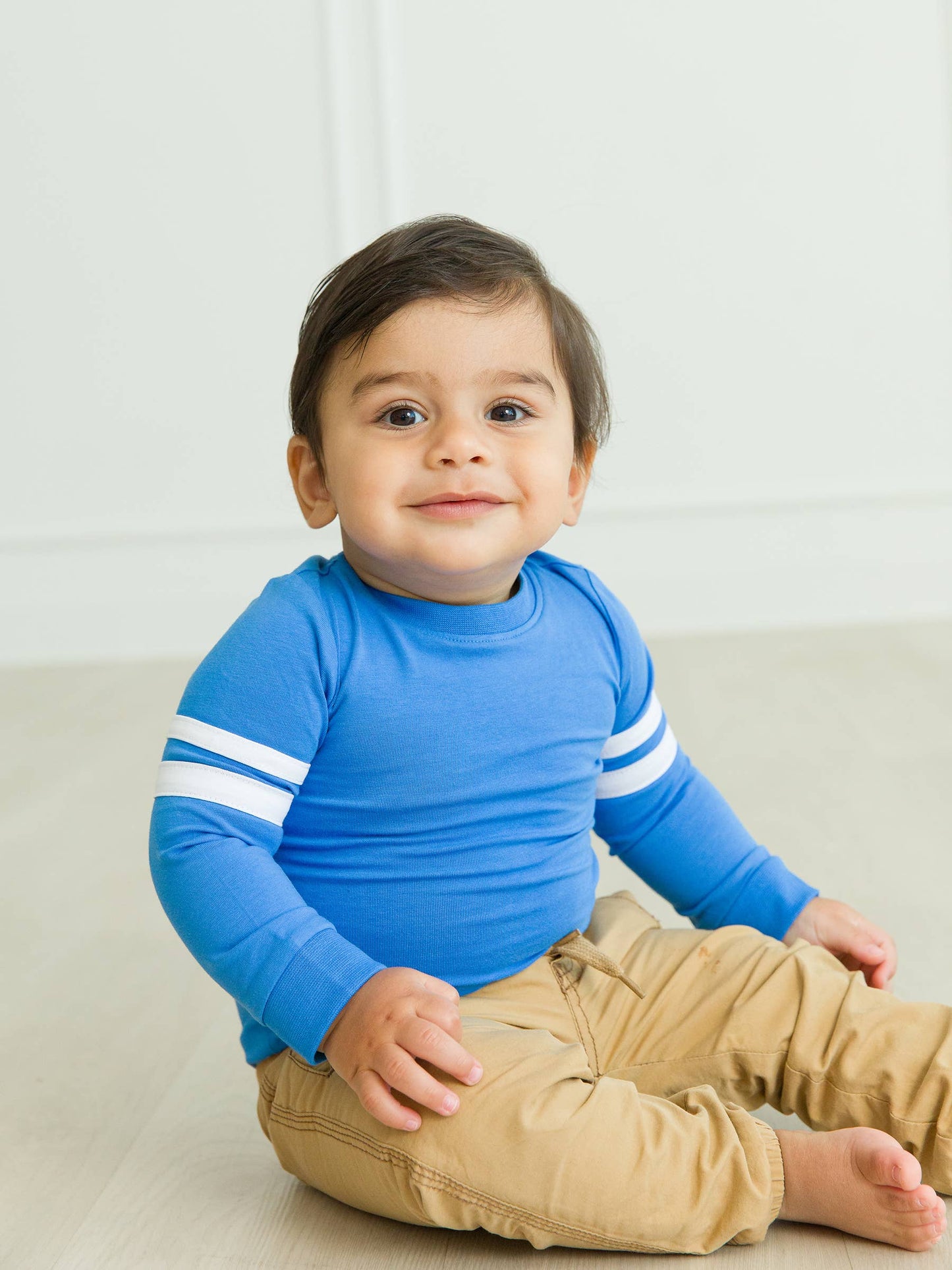 Baby Boys Sonic Blue Racing Stripe Long Sleeve Bodysuit