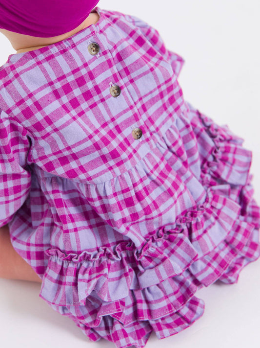 Baby Girls Harper Plaid Woven Long Sleeve Bubble Romper
