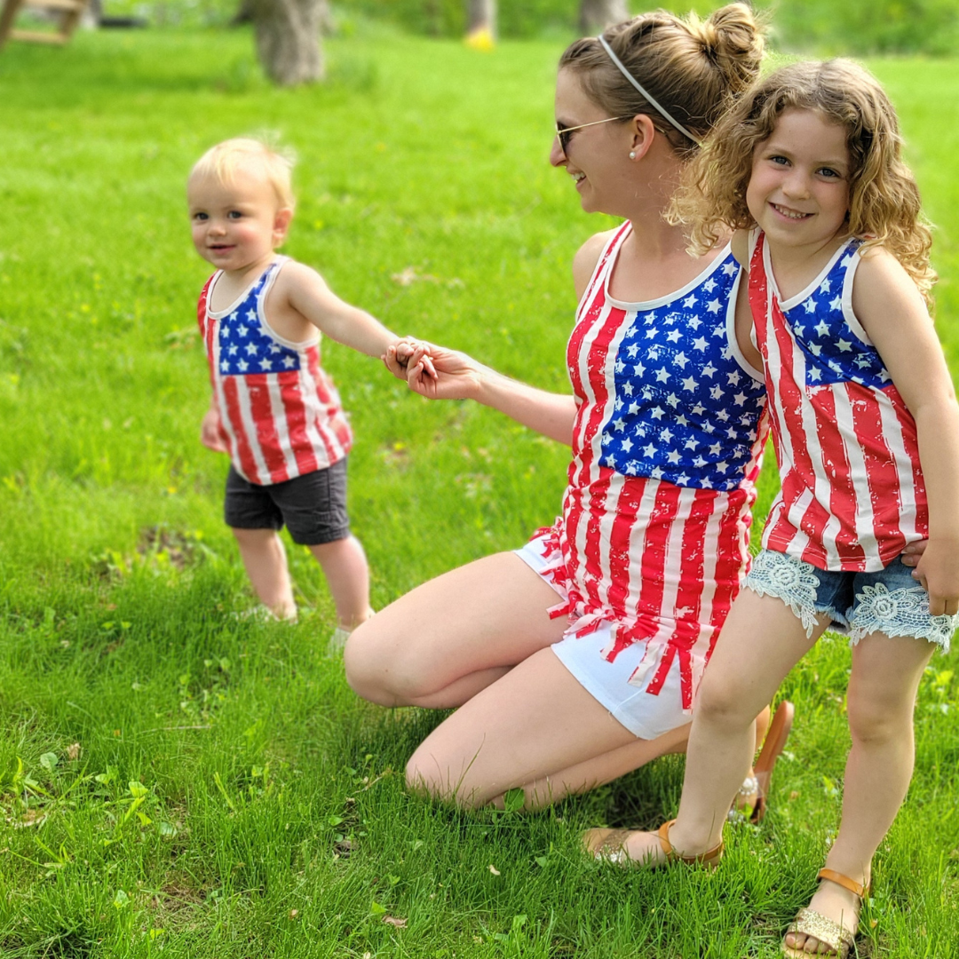 Red, White, and Blue American Flag Tank Top - Women