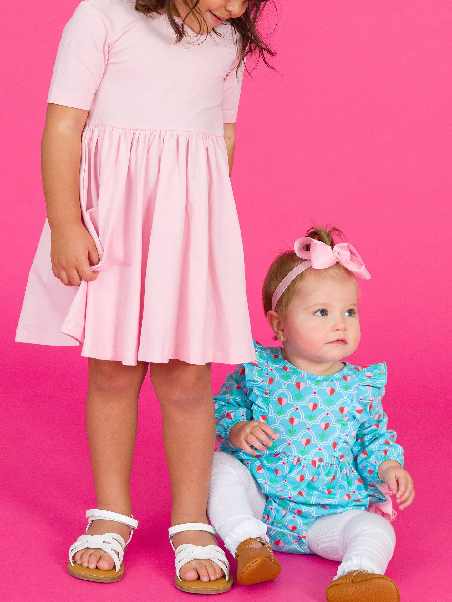 Girls Pink Short Sleeve Knit Twirl Dress