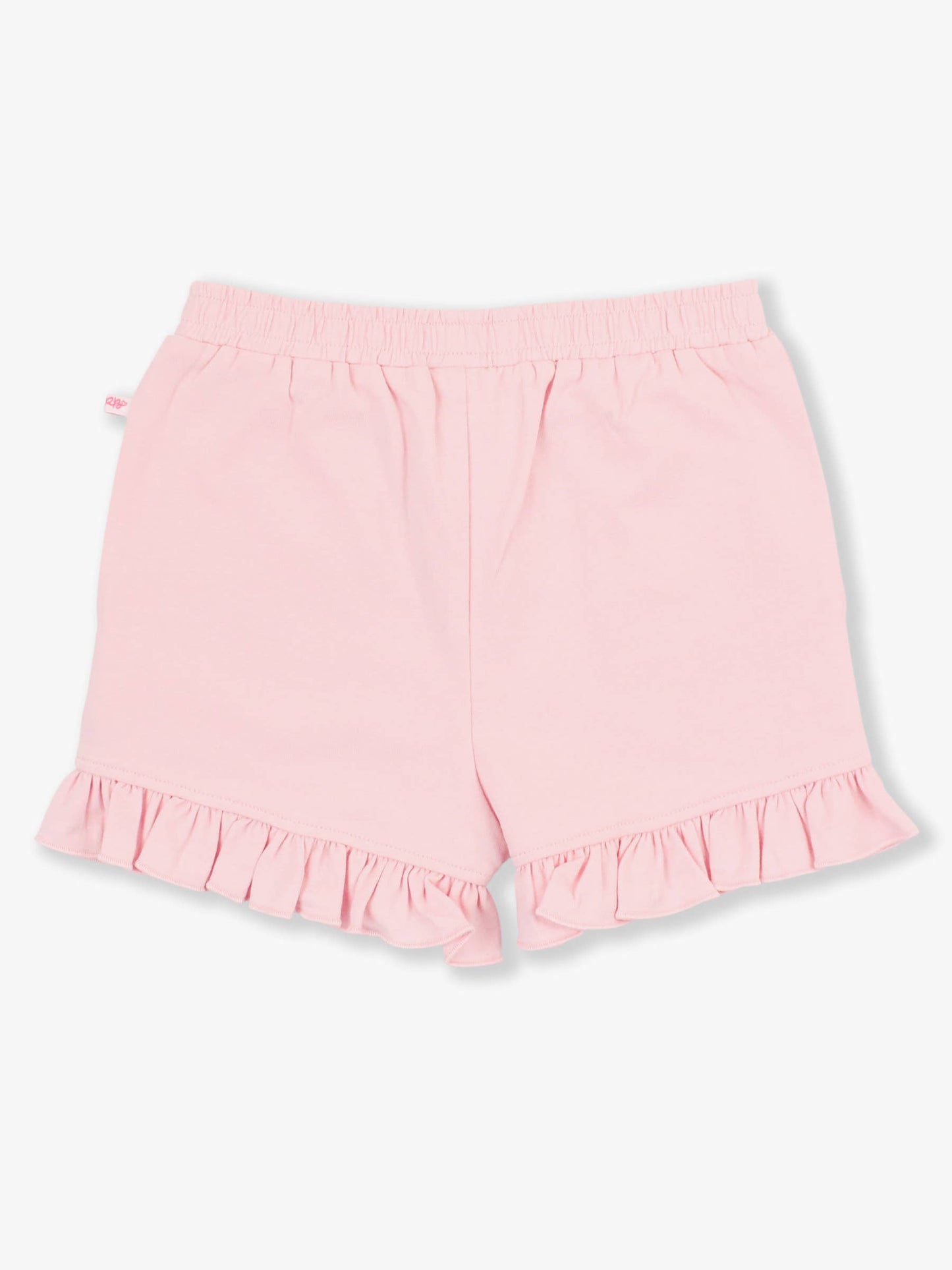 Girls Pink Knit Ruffle Trim Shorts