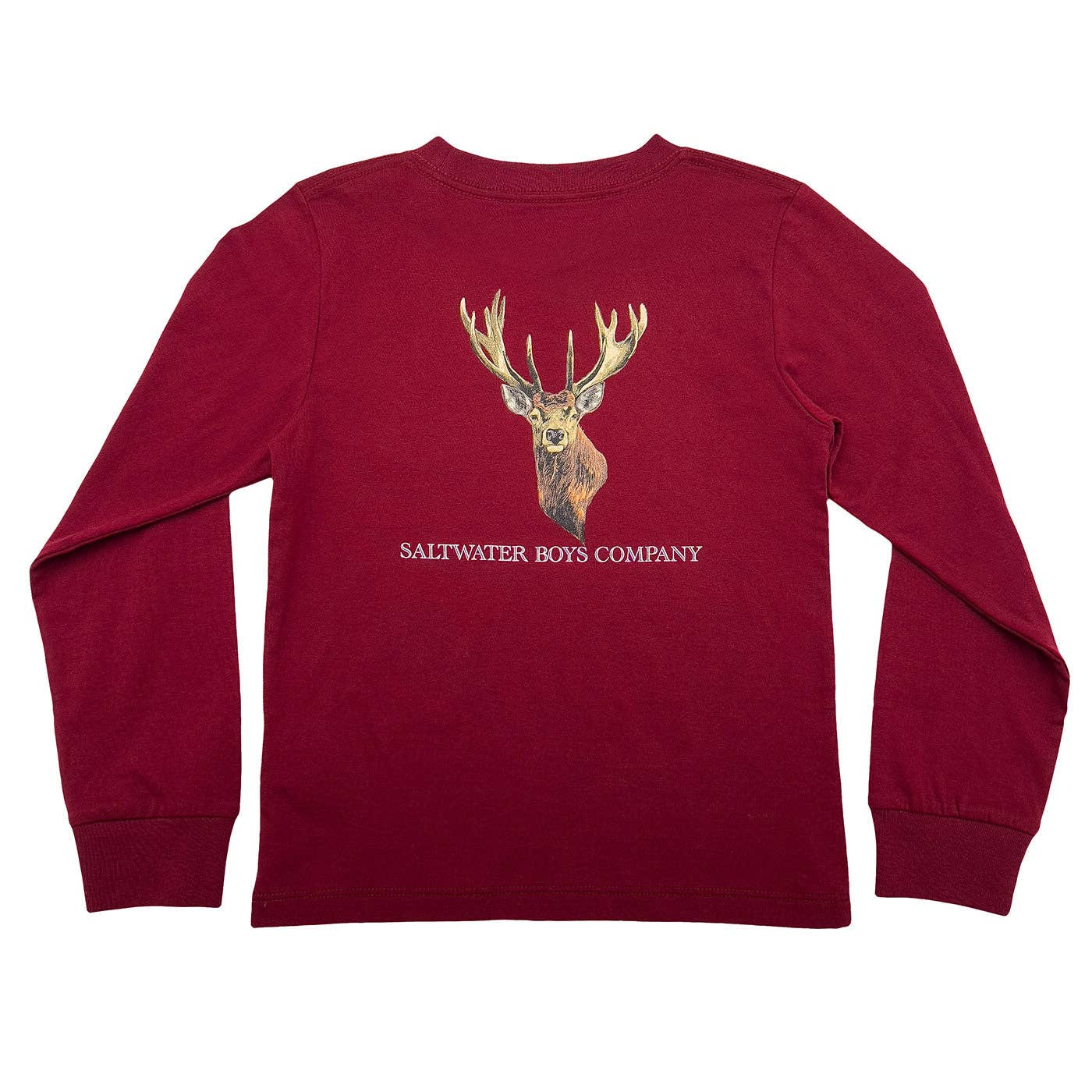 Deer Head Boys Graphic Tee LS Maroon
