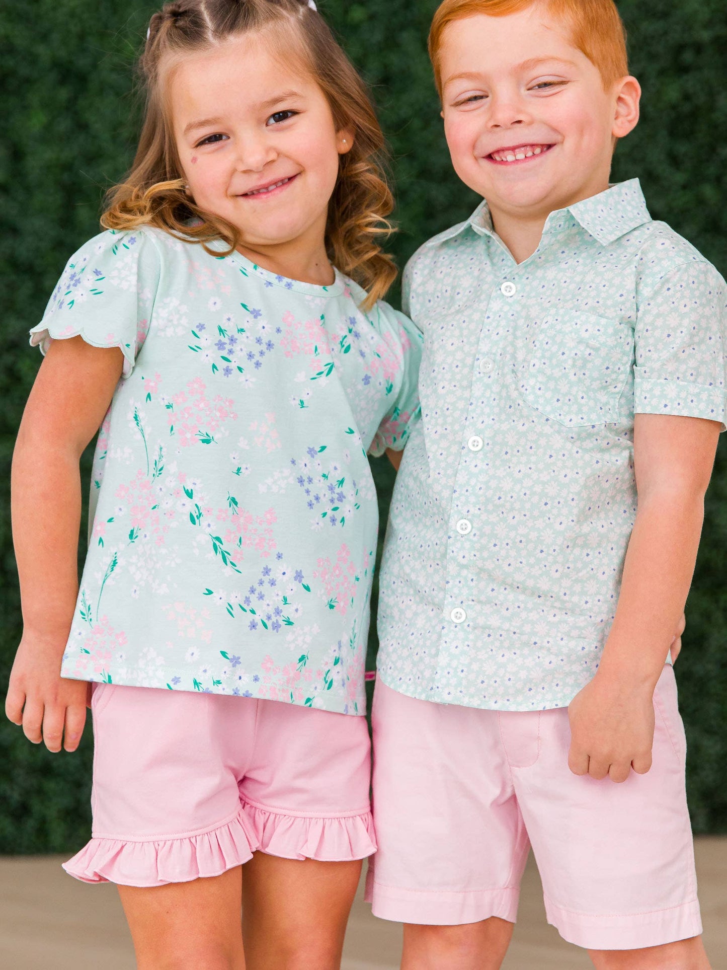 Girls Pink Knit Ruffle Trim Shorts