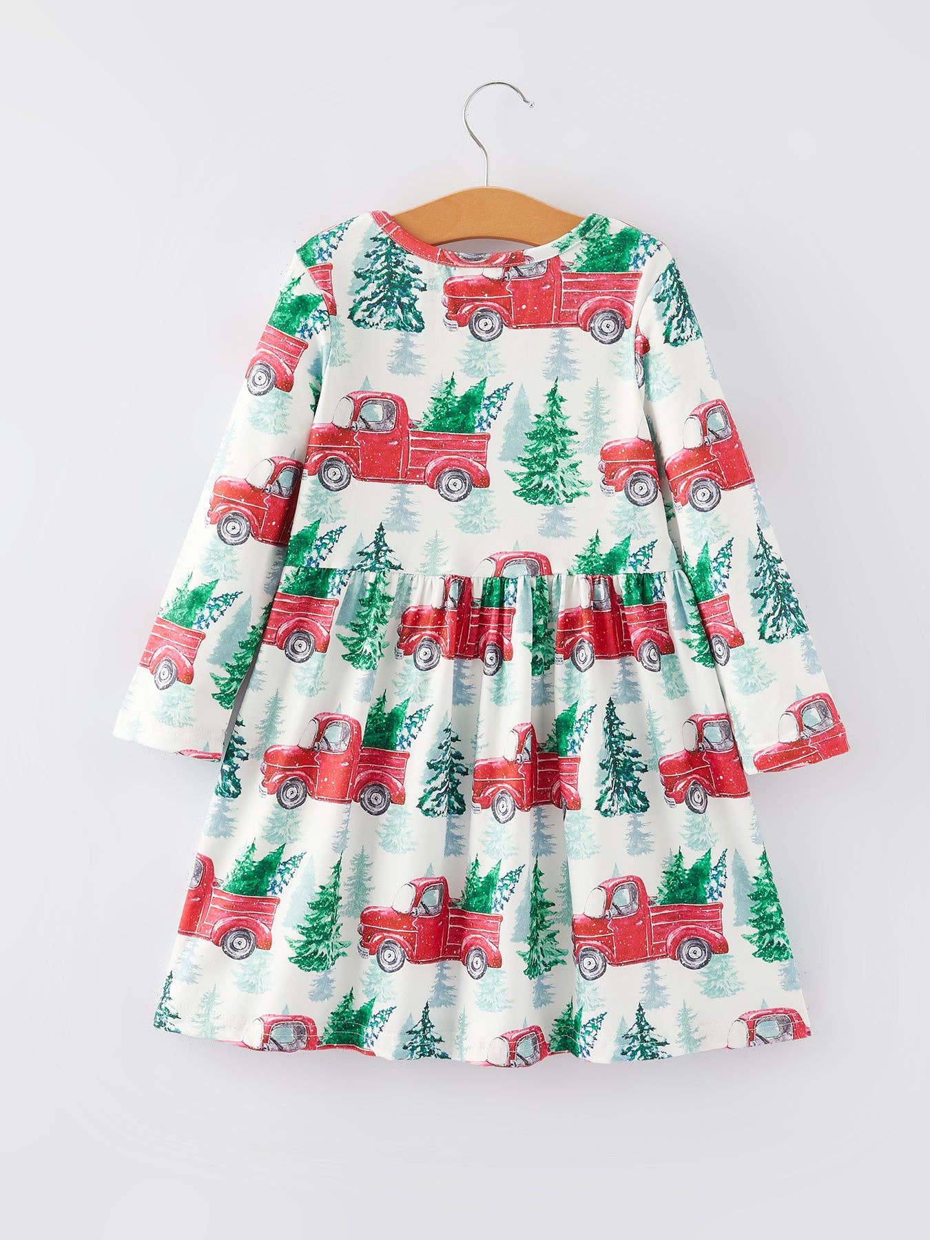 Girls Christmas Truck Christmas Tree Print Dress