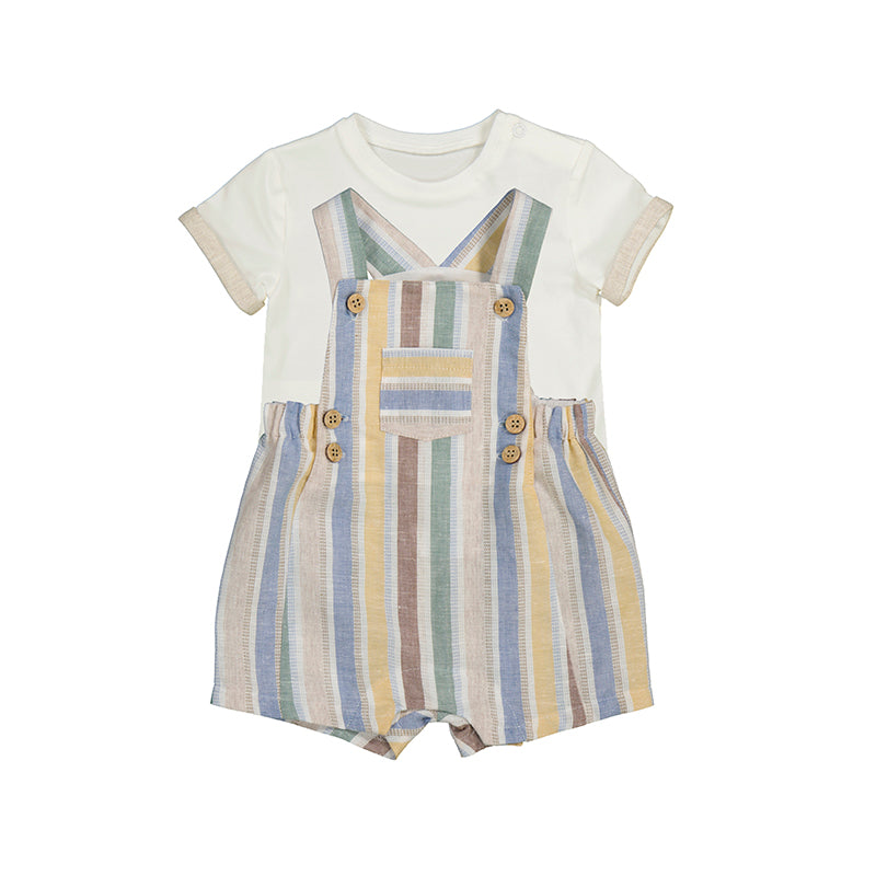 Striped Linen Dungaree Set