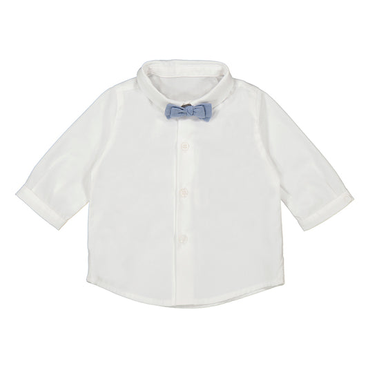 Mayoral Baby Boy Dress Shirt with Bow Tie – Beige or Blue