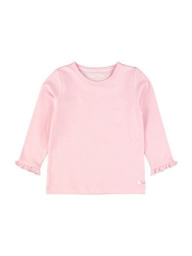 Knit Long Sleeve Ruffle Sleeve Top Pink