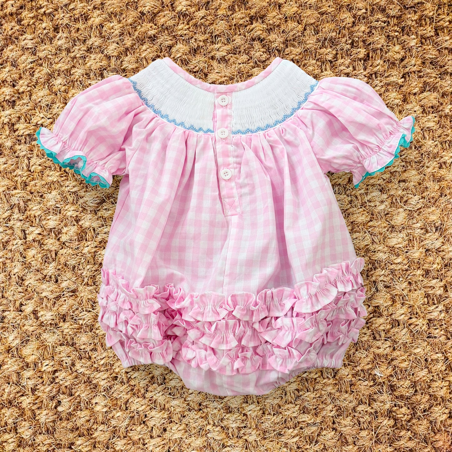 Smocked Pink Bunny Bubble