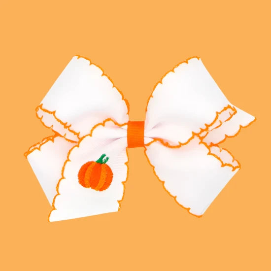 Pumpkin Embroidered Hair Bow