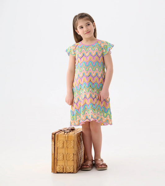 Girls Rainbow Waves Crochet Dress