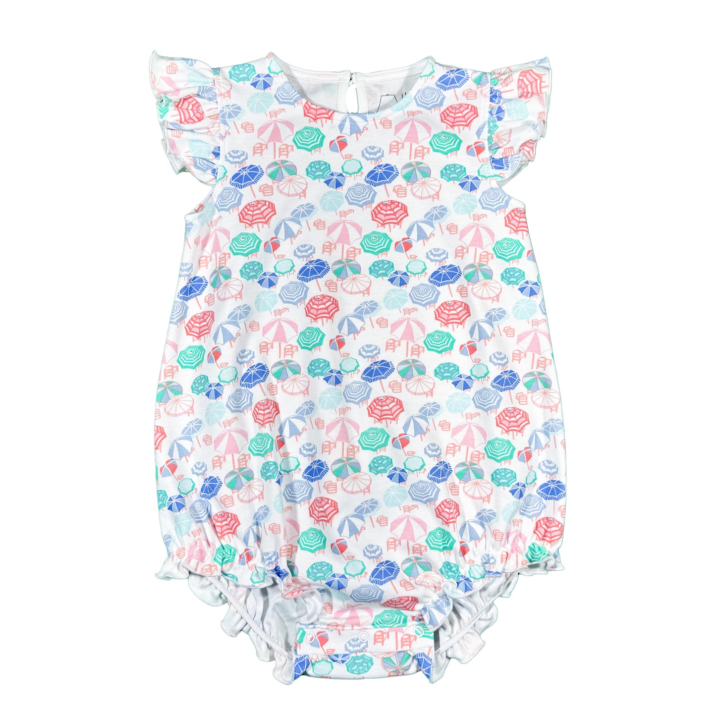 Baby Girl Bubble Romper - Beach Umbrella Print
