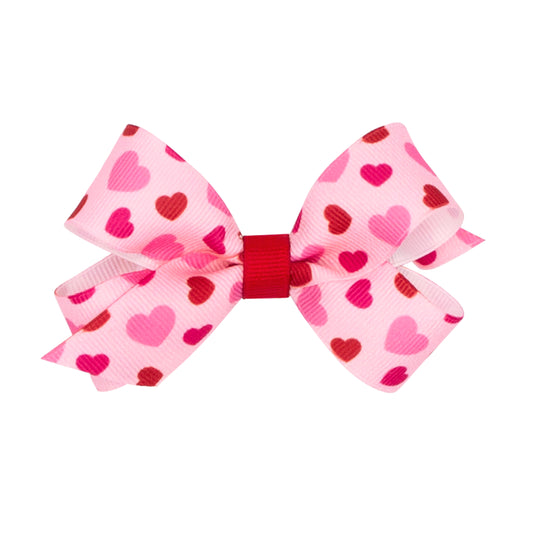 Valentine Heart Print Grosgrain Bow Mini