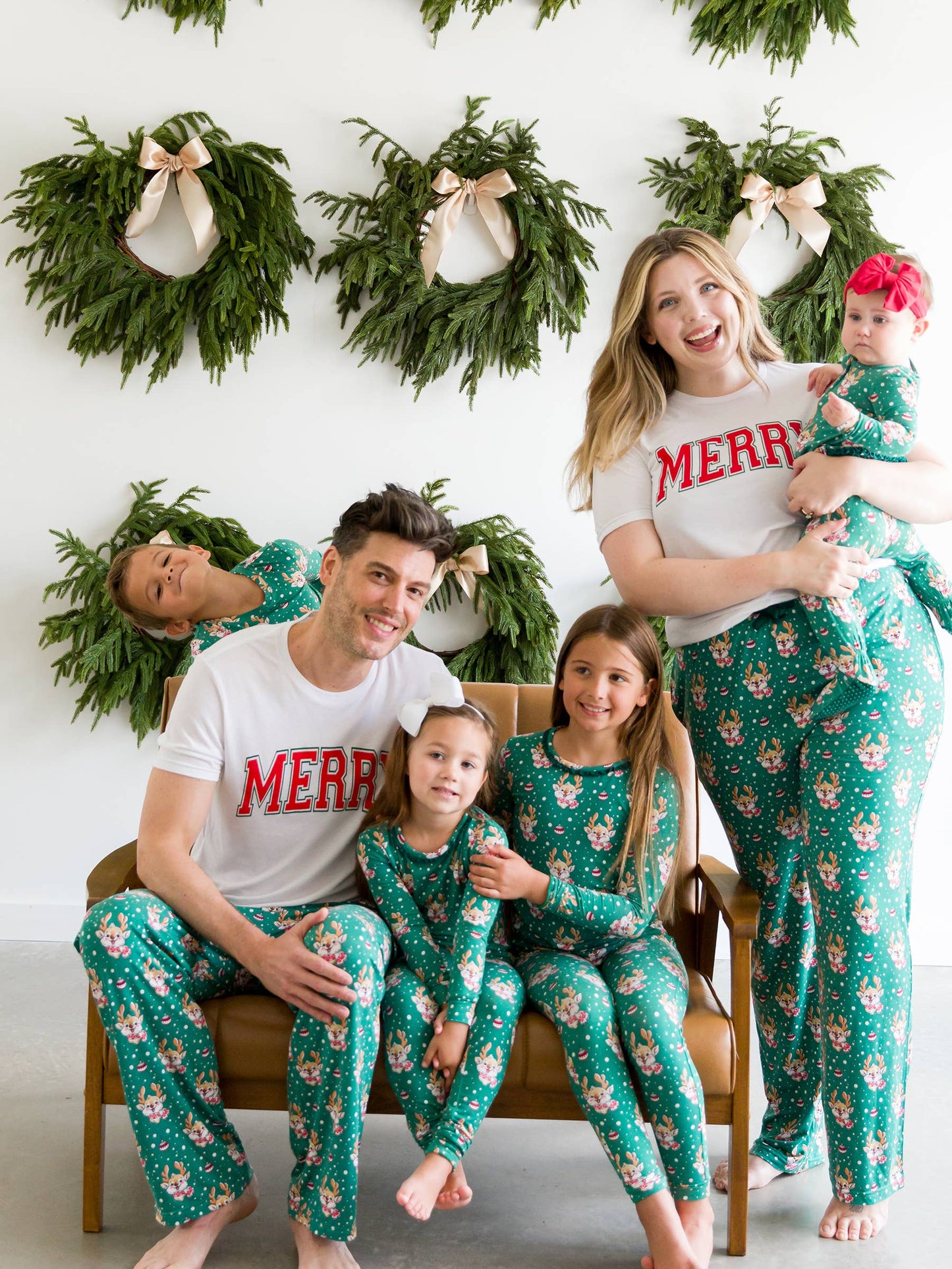 Toddler Girls Reindeer Cheer Bamboo Viscose Ruffle Long Sleeve Pajama Set