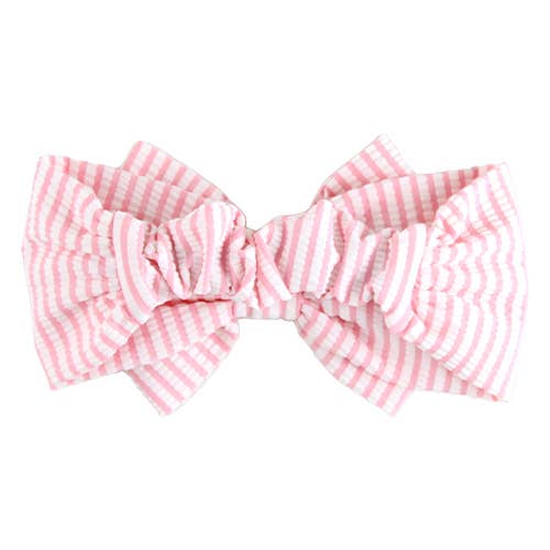 Girls Pink Seersucker Swim Bow Headband
