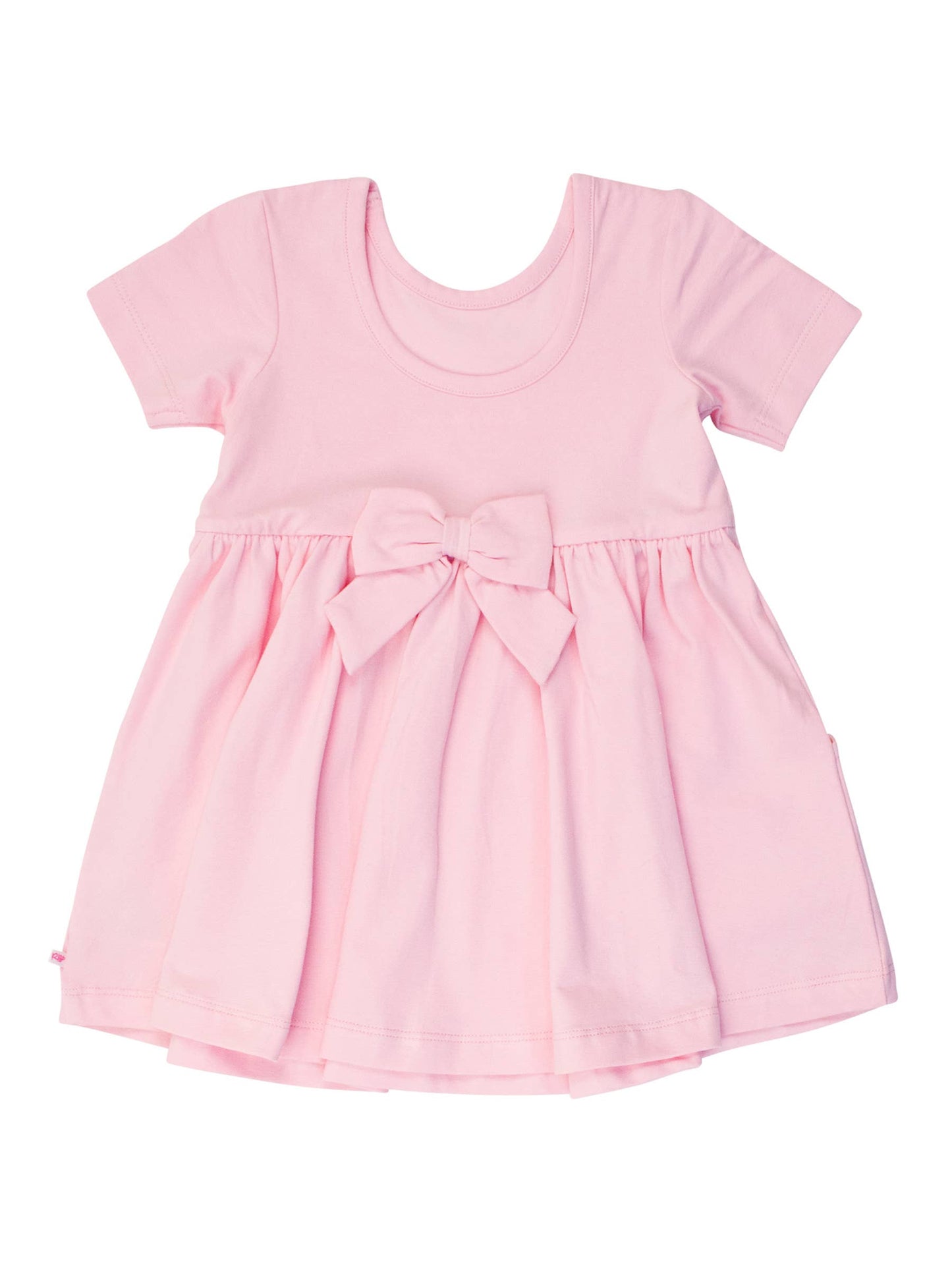 Girls Pink Short Sleeve Knit Twirl Dress