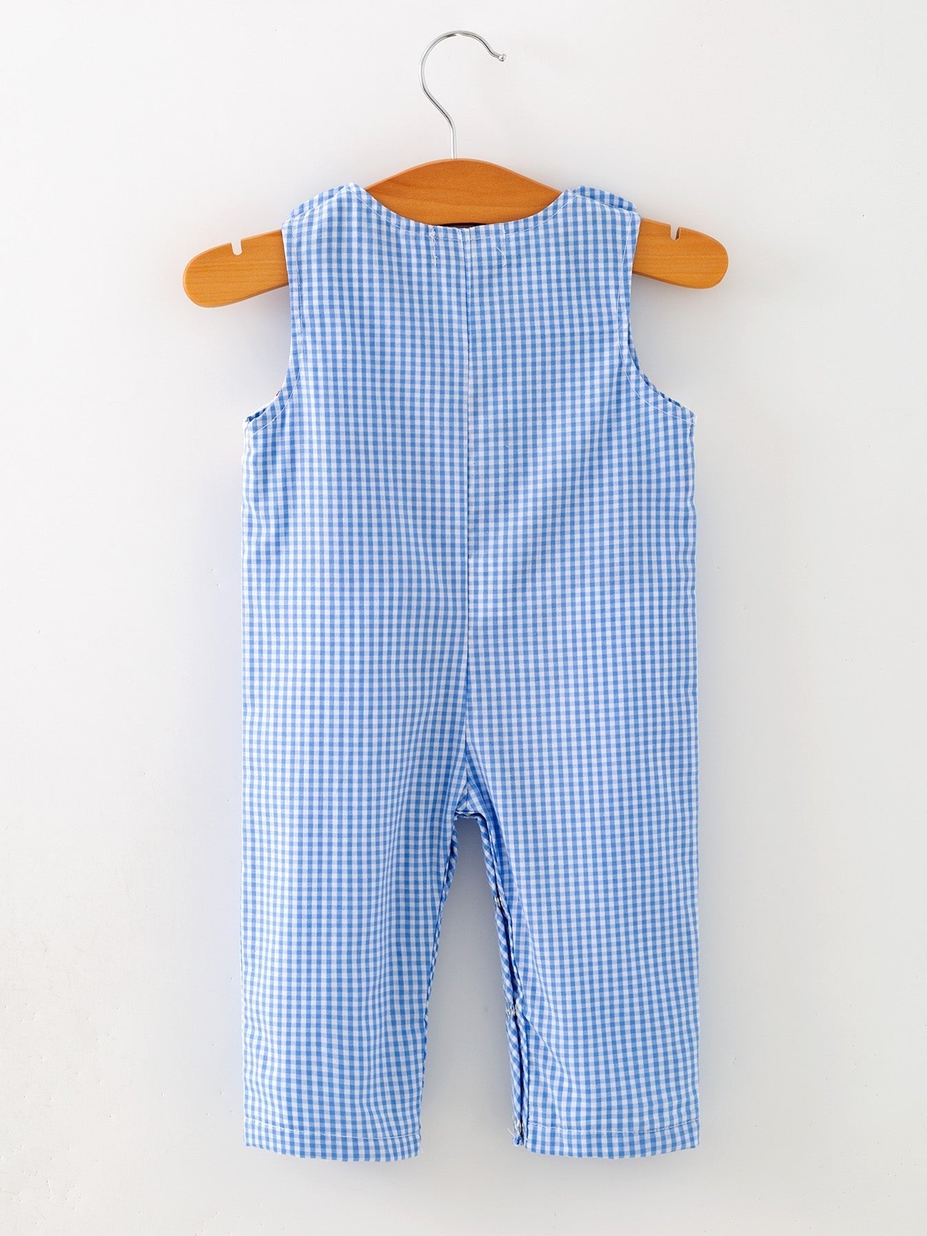 Baby Boy Baseball Smocked Romper – Blue Plaid Summer Outfit - Sunny Meadow Boutique