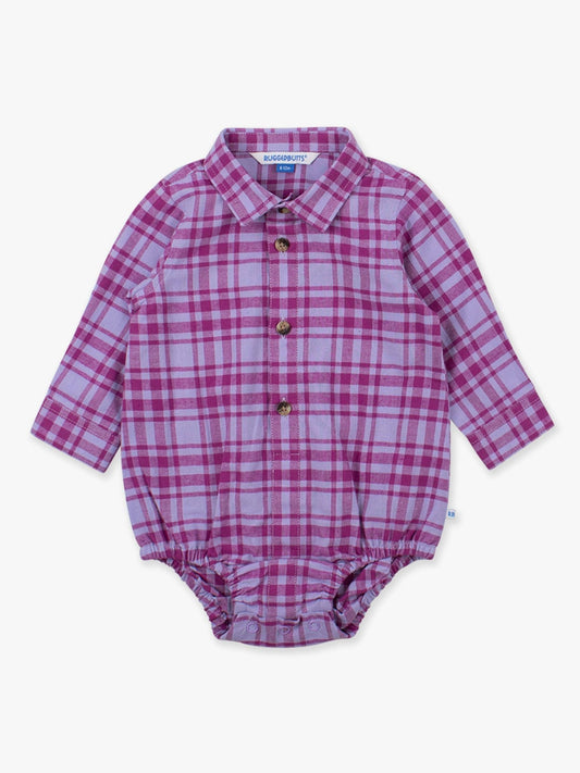 Baby Boys Harper Plaid Long Sleeve Button Down Bodysuit - Sunny Meadow Boutique