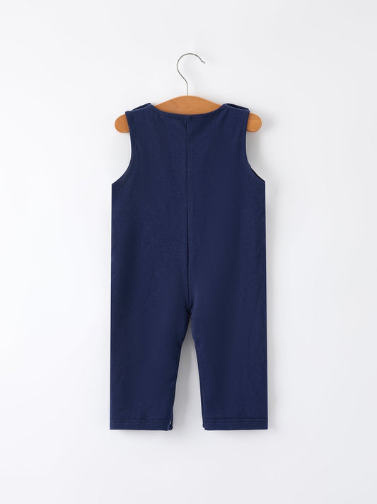 Baby Boys Romper – Dog Baseball Smocking Embroidery Outfit - Sunny Meadow Boutique