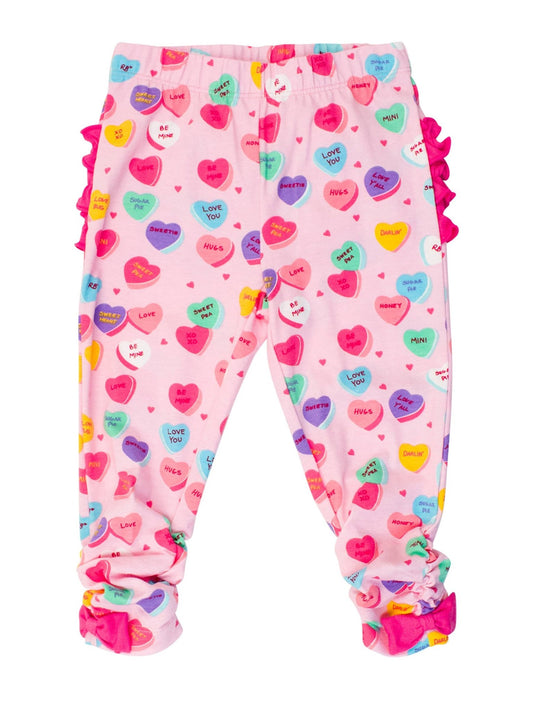 Baby Girls Be My Valentine Ruched Bow Leggings - Sunny Meadow Boutique