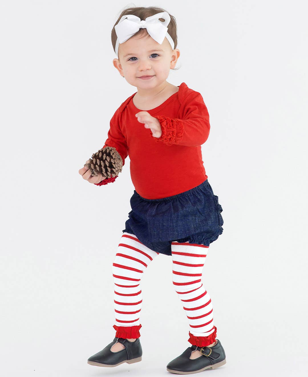 Baby Girls Dark Wash Denim Woven RuffleButt Bloomer - Sunny Meadow Boutique