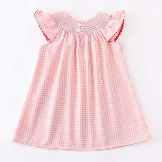 Baby Girls Strawberry Embroidered Plaid Smocked Dress - Sunny Meadow Boutique