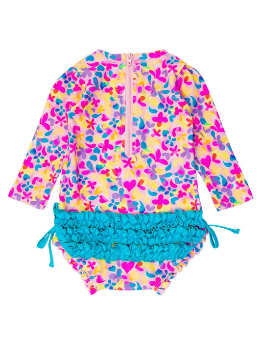 Baby Girls Vibrant Neon Long Sleeve One Piece Rash Guard - Sunny Meadow Boutique