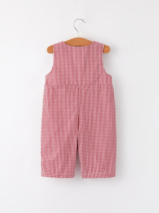 Baseball Baby Boys Smocking Embroidered Plaid Romper - Sunny Meadow Boutique