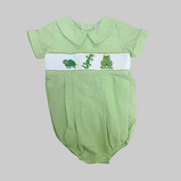 BOYS SMOCKED GARDEN FRIENDS SHORT BUBBLE - Sunny Meadow Boutique