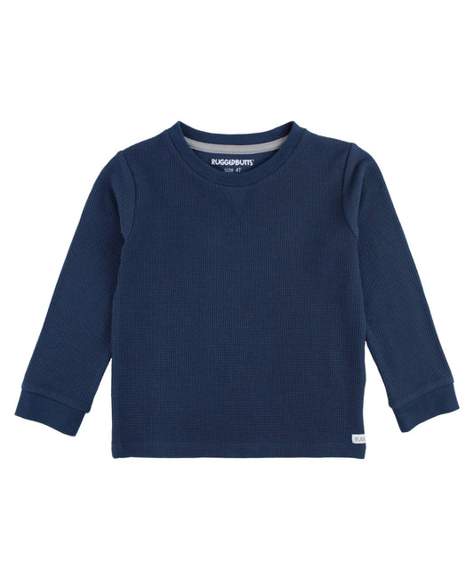 Boys Waffle Knit Long Sleeve Crew Neck Shirt - Sunny Meadow Boutique