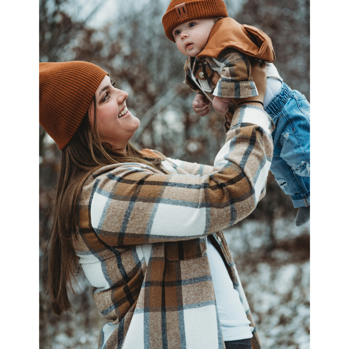 Hooded Brown & Gray Flannel Jacket - Infant