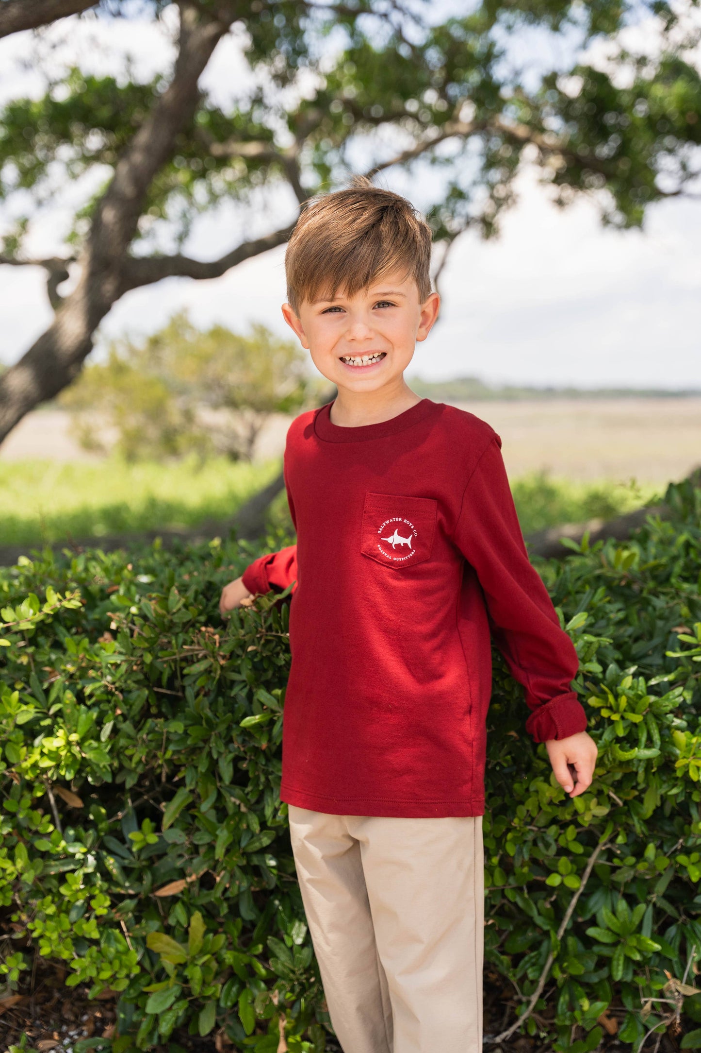 Deer Head Boys Graphic Tee LS Maroon