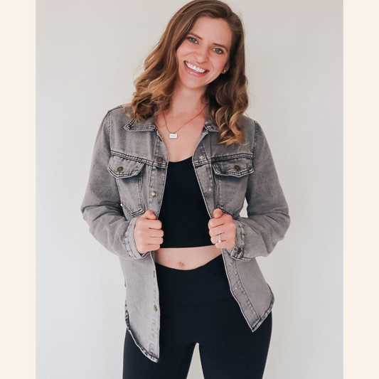 Silver Gray Denim Jacket - Women