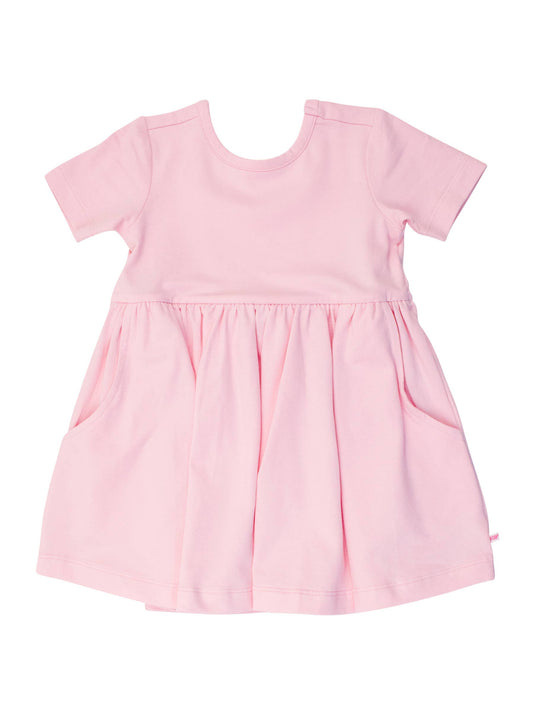 Girls Pink Short Sleeve Knit Twirl Dress
