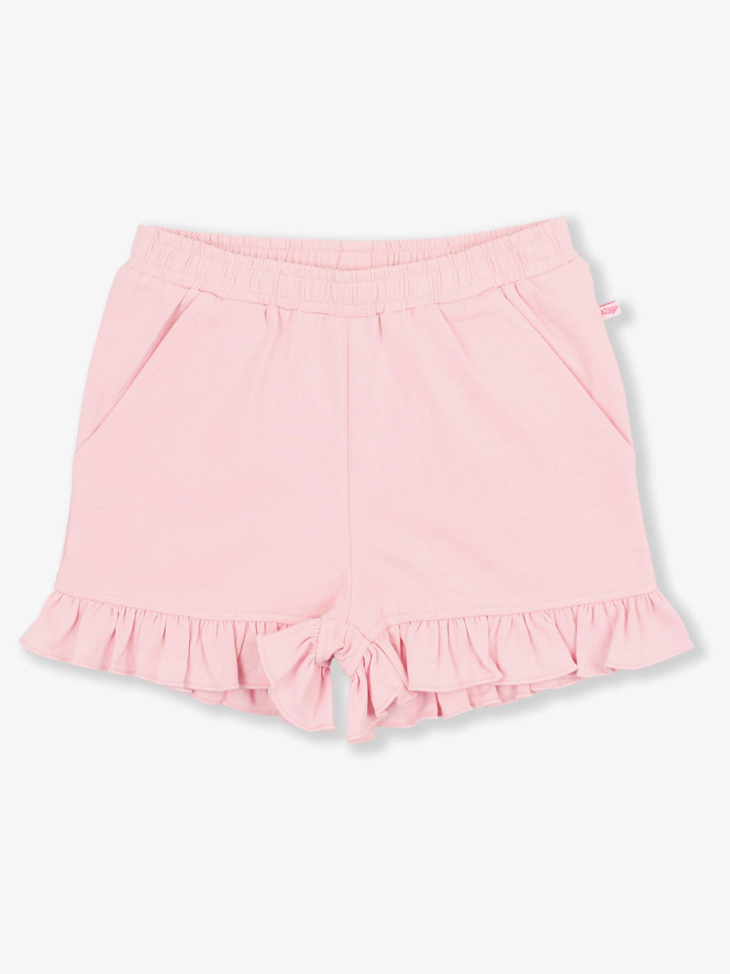 Girls Pink Knit Ruffle Trim Shorts