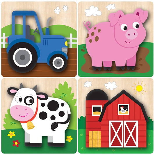 Farm Chunky Wood Puzzles - Kids 4 Pack - Sunny Meadow Boutique