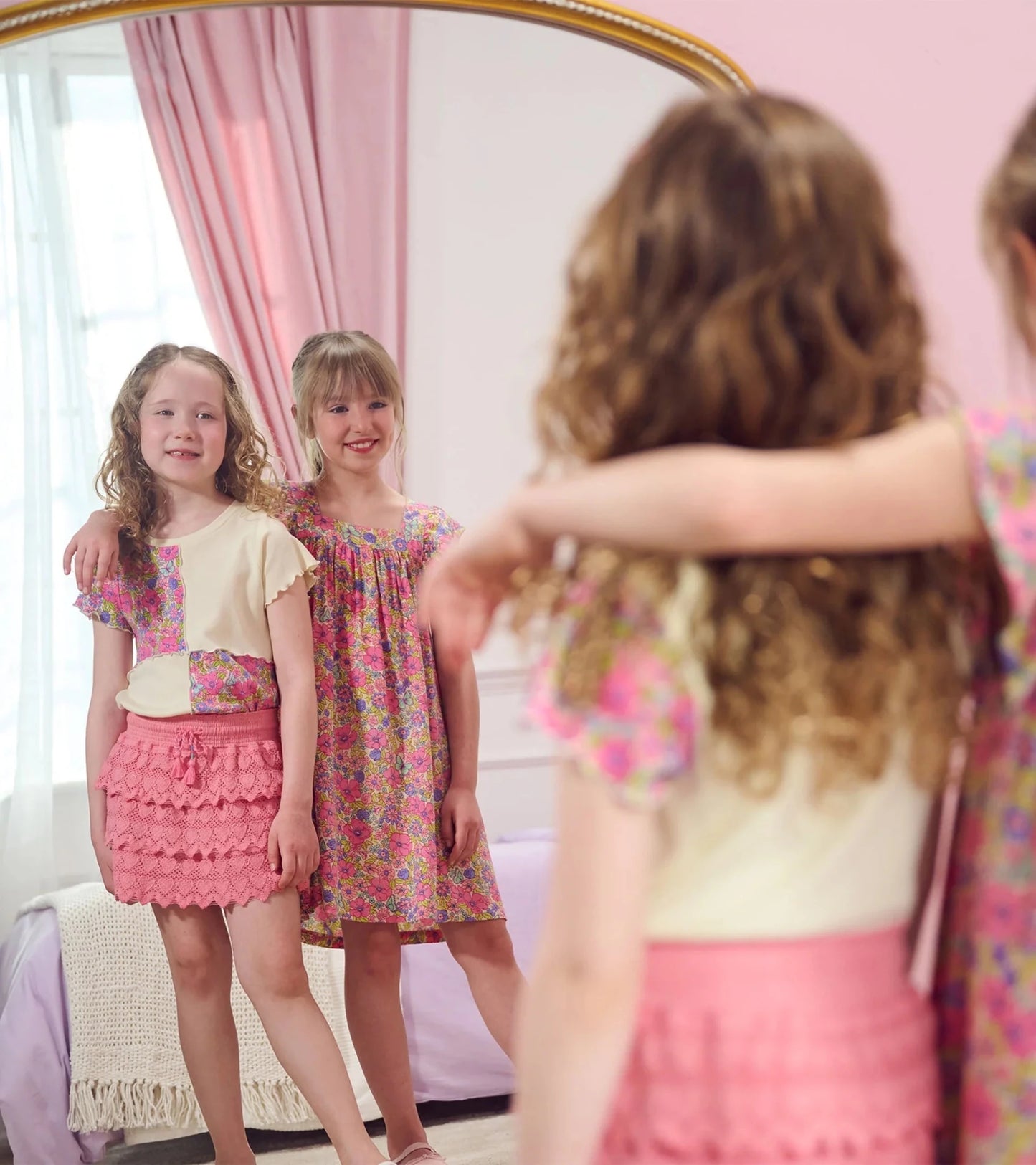 Girls Pink Hearts Floaty Skort - Sunny Meadow Boutique