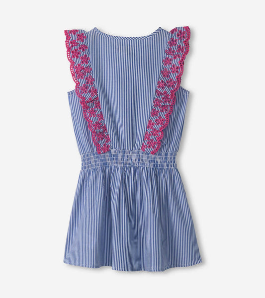 Girls Pinstripe Ruffle Dress - Sunny Meadow Boutique
