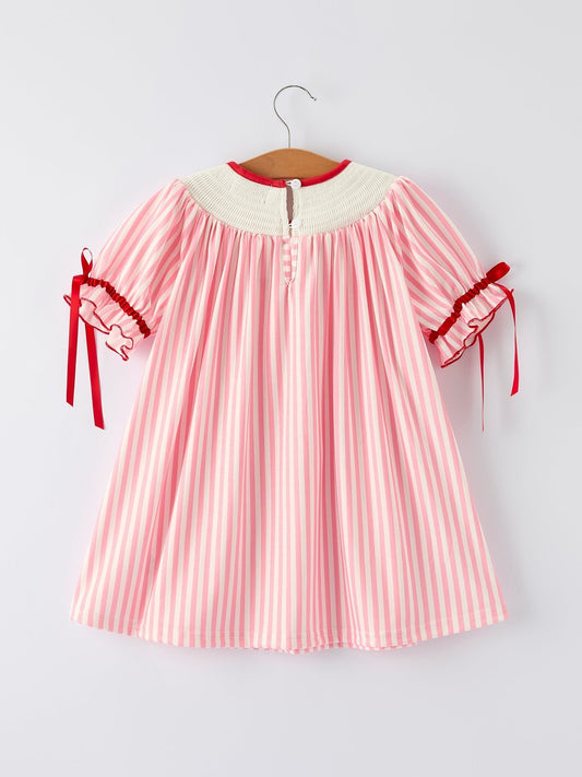 Girls Summer Baseball Embroidery Dress – Pink Stripe Casual Outfit - Sunny Meadow Boutique