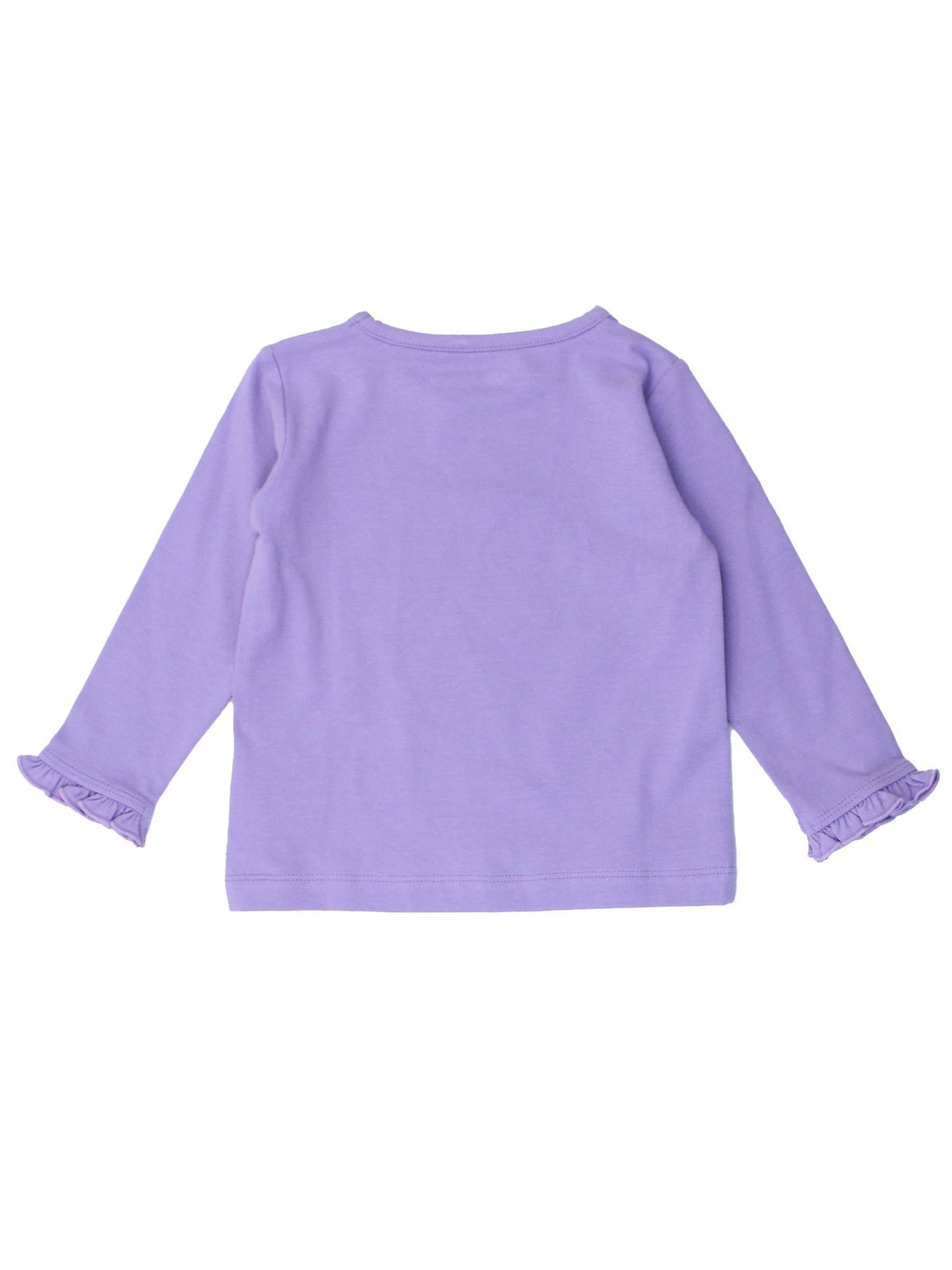 Girls Wisteria Purple Knit Long Sleeve Ruffle Sleeve Top - Sunny Meadow Boutique