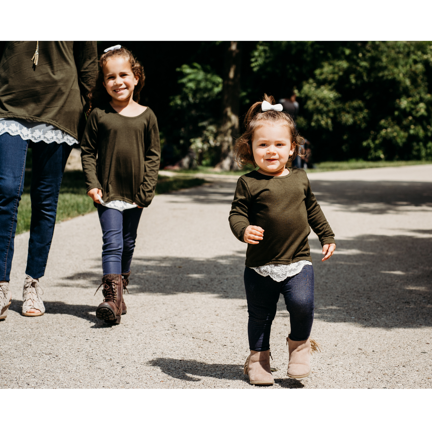 Olive Green Lace Mommy & Me Tops - Women