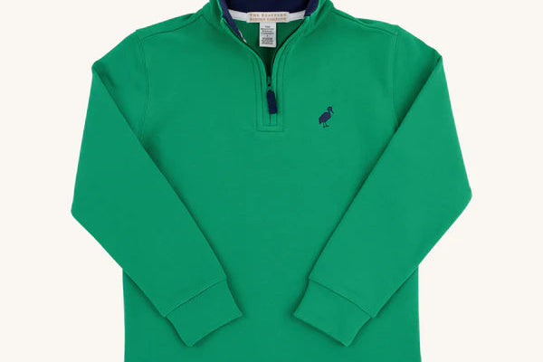 Green long-sleeve shirt with a small logo on a white background