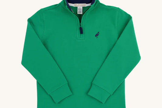 Green long-sleeve shirt with a small logo on a white background